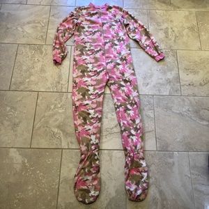 Pink camo onesie kids large/adult sm